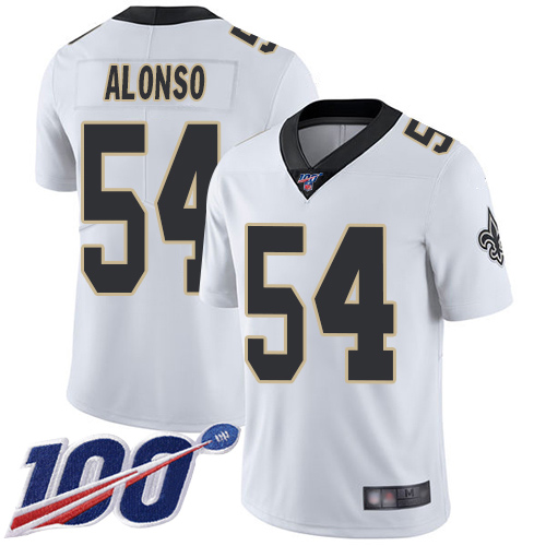 Men New Orleans Saints Limited White Kiko Alonso Road Jersey NFL Football #54 100th Season Vapor Untouchable Jersey